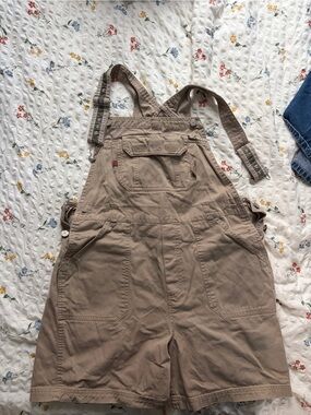 Women's Tan Short Overalls